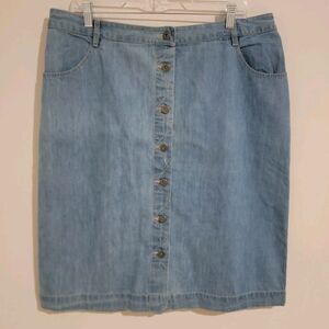 Vintage Y2K Studio West Womens Skirt Midi Size XL Blue Jean Button Up‎ Jumper
